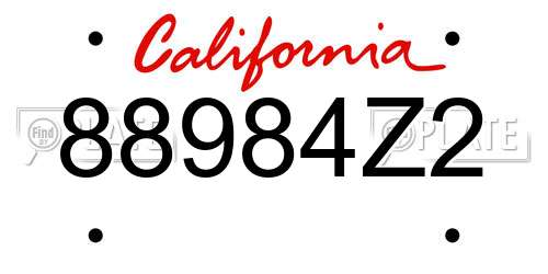 88984Z2 California License Plate