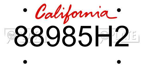 88985H2 California License Plate