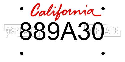 889A30 California License Plate