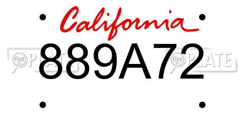 889A72 California License Plate