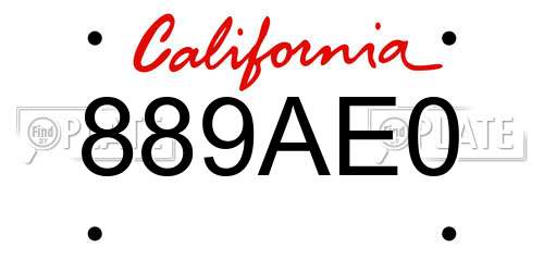 889AE0 California License Plate