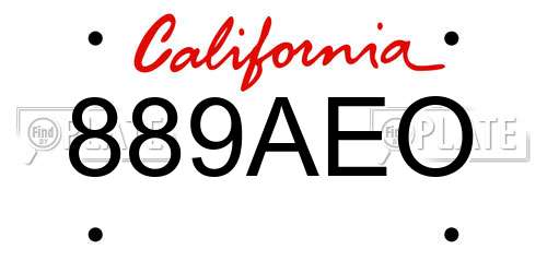 889AEO California License Plate