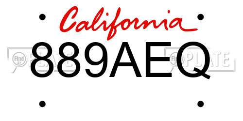 889AEQ California License Plate