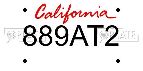 889AT2 California License Plate
