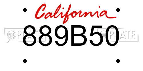 889B50 California License Plate