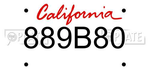 889B80 California License Plate