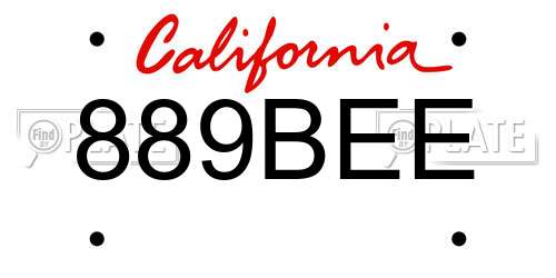 889BEE California License Plate