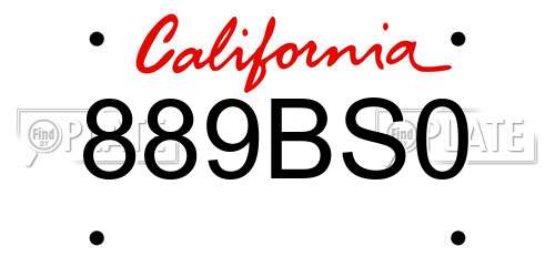 889BS0 California License Plate