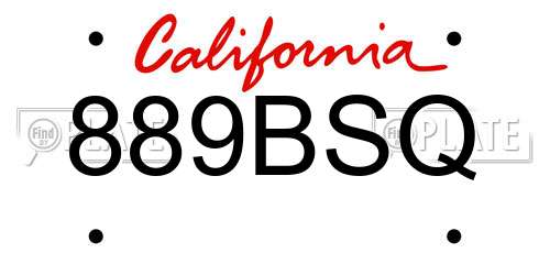 889BSQ California License Plate