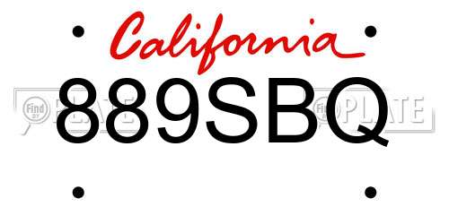 889SBQ California License Plate