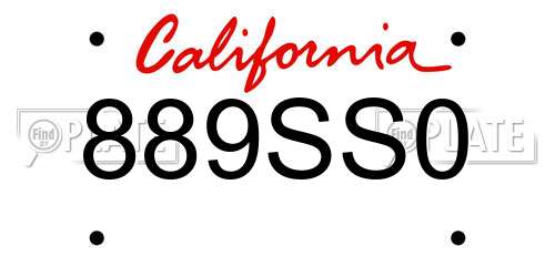 889SS0 California License Plate
