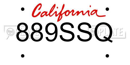 889SSQ California License Plate
