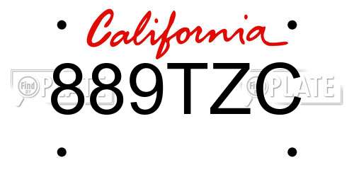889TZC California License Plate