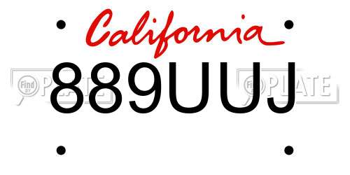 889UUJ California License Plate