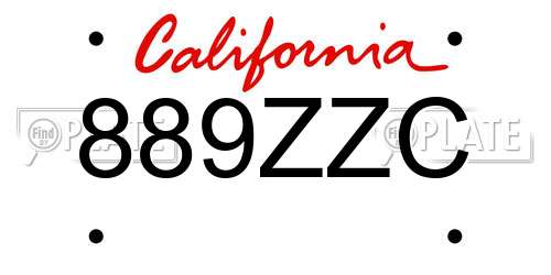 889ZZC California License Plate