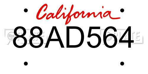 88AD564 California License Plate