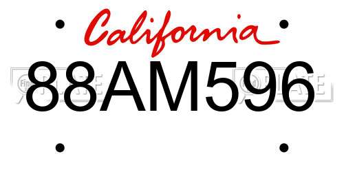 88AM596 California License Plate