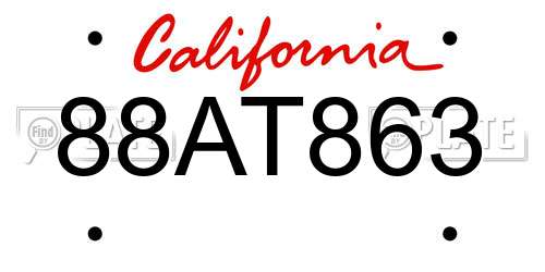 88AT863 California License Plate