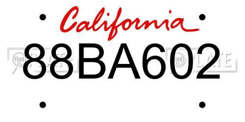 88BA602 California License Plate