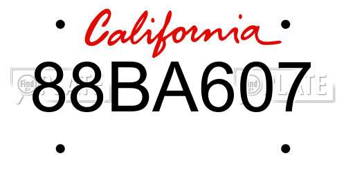 88BA607 California License Plate