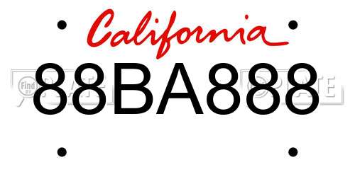 88BA888 California License Plate