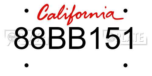 88BB151 California License Plate