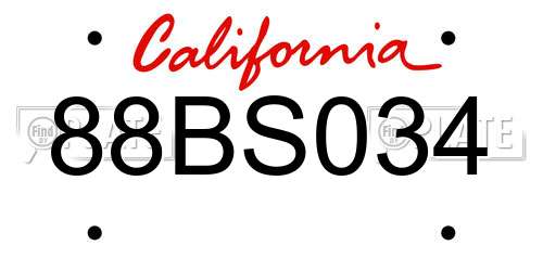 88BS034 California License Plate