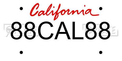 88CAL88 California License Plate