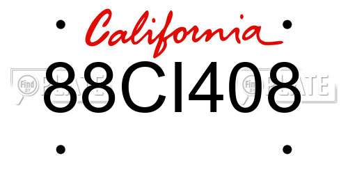 88CI408 California License Plate