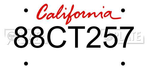 88CT257 California License Plate