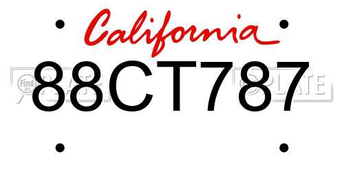 88CT787 California License Plate