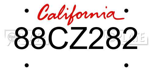 88CZ282 California License Plate