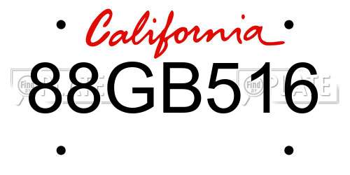 88GB516 California License Plate