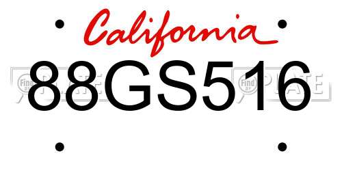 88GS516 California License Plate