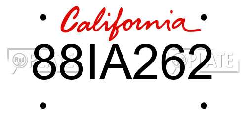 88IA262 California License Plate