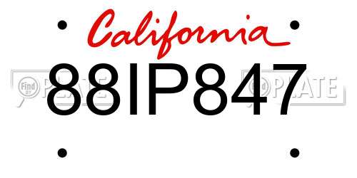 88IP847 California License Plate