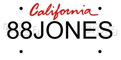 88JONES California License Plate