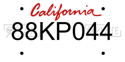 88KP044 California License Plate