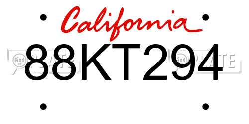 88KT294 California License Plate
