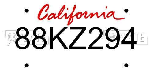 88KZ294 California License Plate