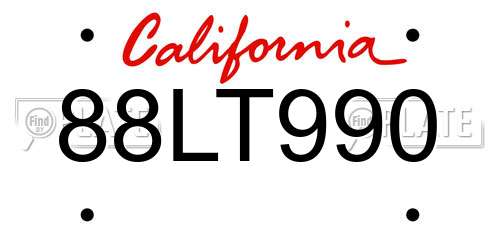 88LT990 California License Plate