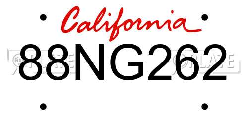 88NG262 California License Plate