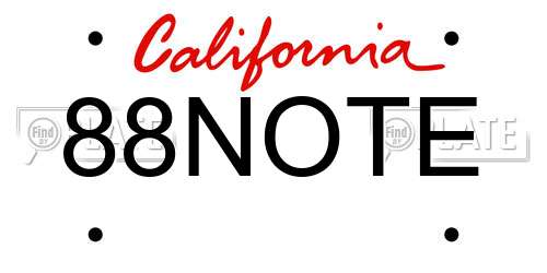 88NOTE California License Plate