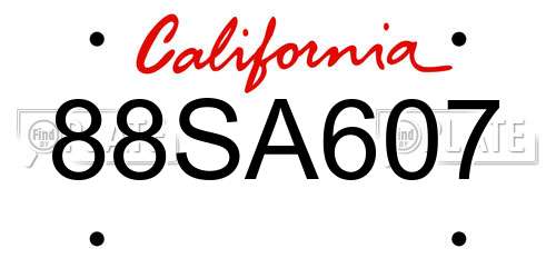 88SA607 California License Plate