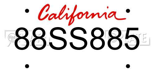 88SS885 California License Plate