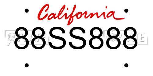 88SS888 California License Plate