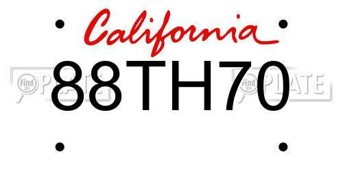 88TH70 California License Plate