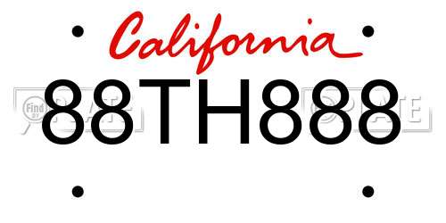 88TH888 California License Plate