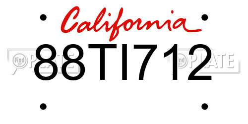 88TI712 California License Plate