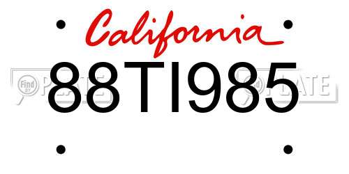88TI985 California License Plate